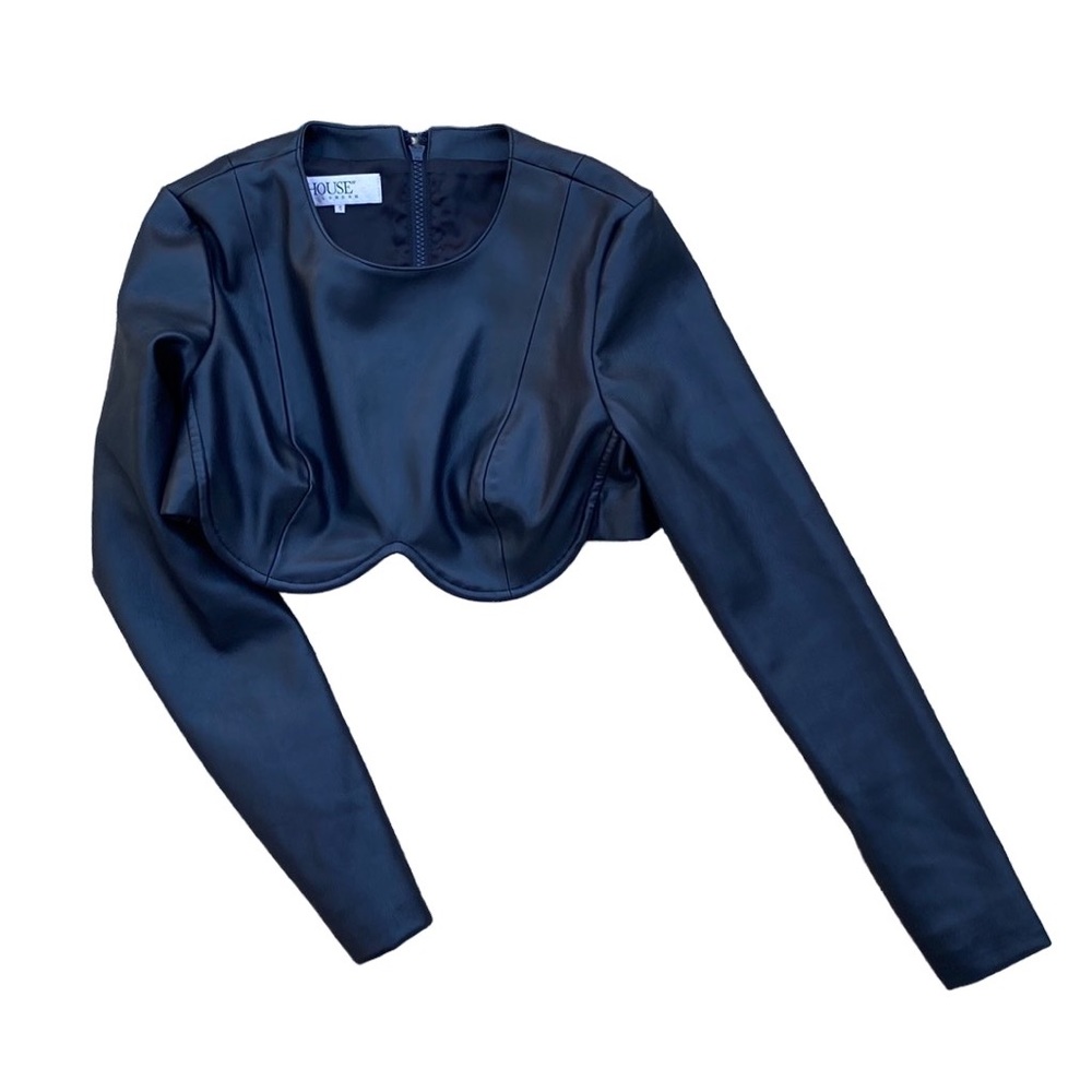 House of CB Faux Black Crop Top